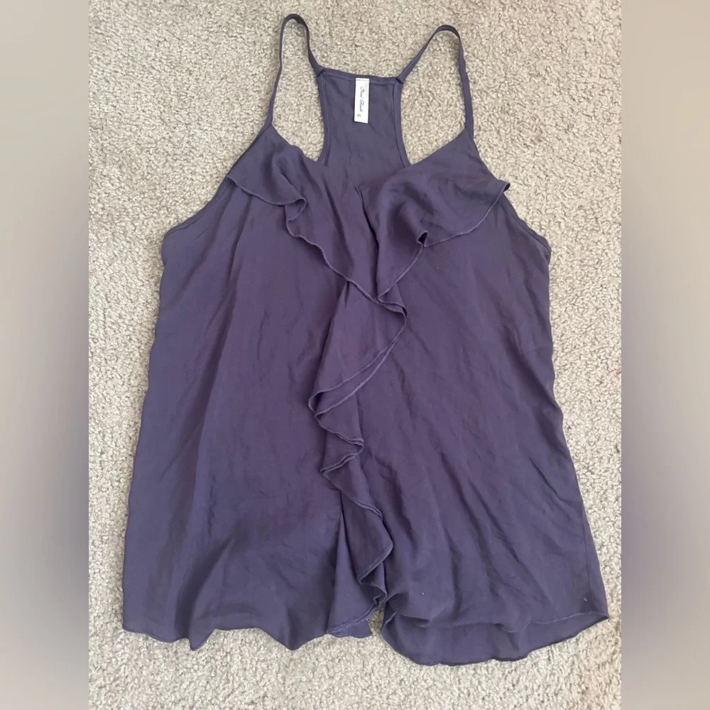 Ruffled Racerback Tank Top - Purple - Picture 1 of 1